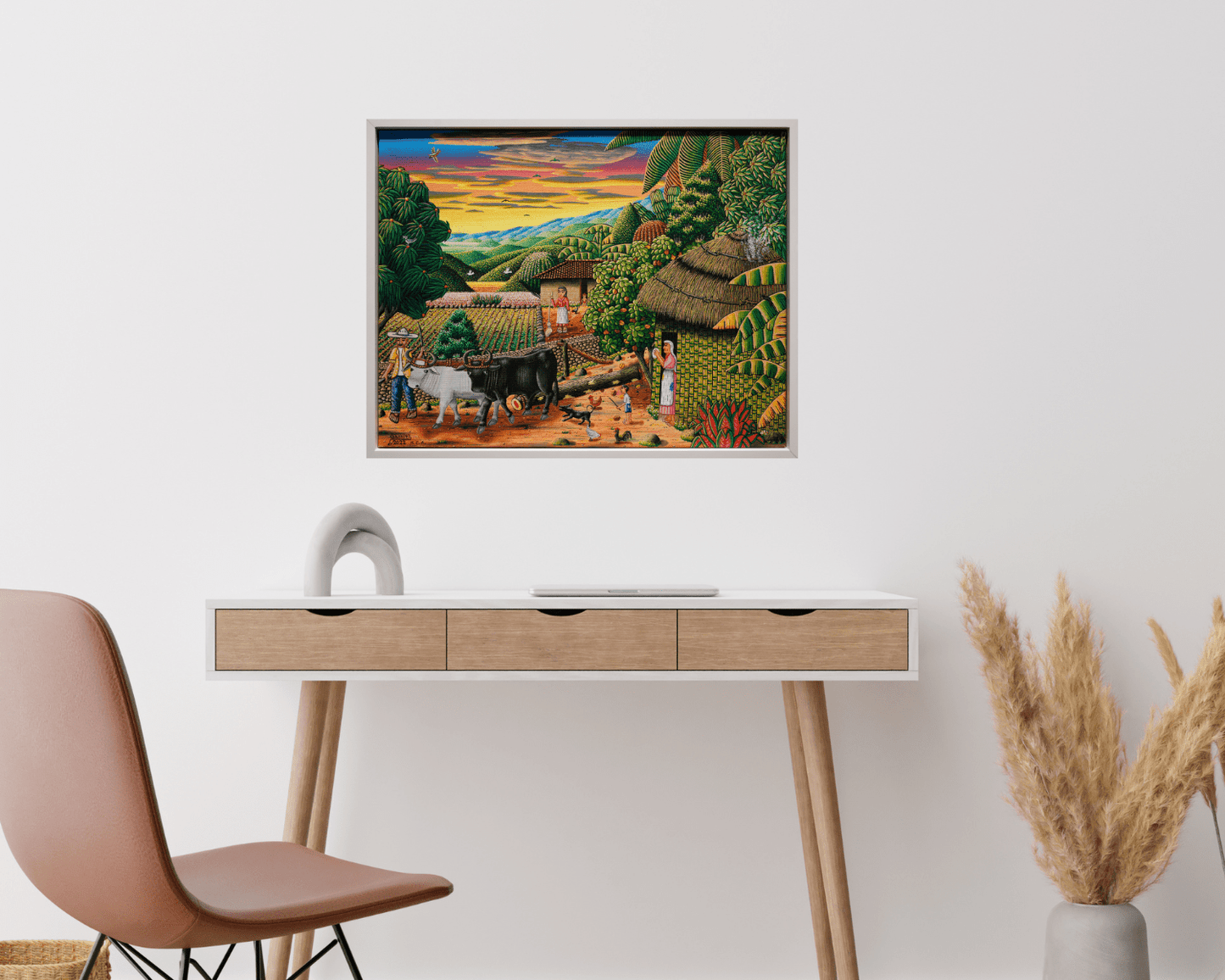 Original Painting "Traditional Logging" by Pedro Grandes 13.8"x17.7" - ThePopUp Art Gallery