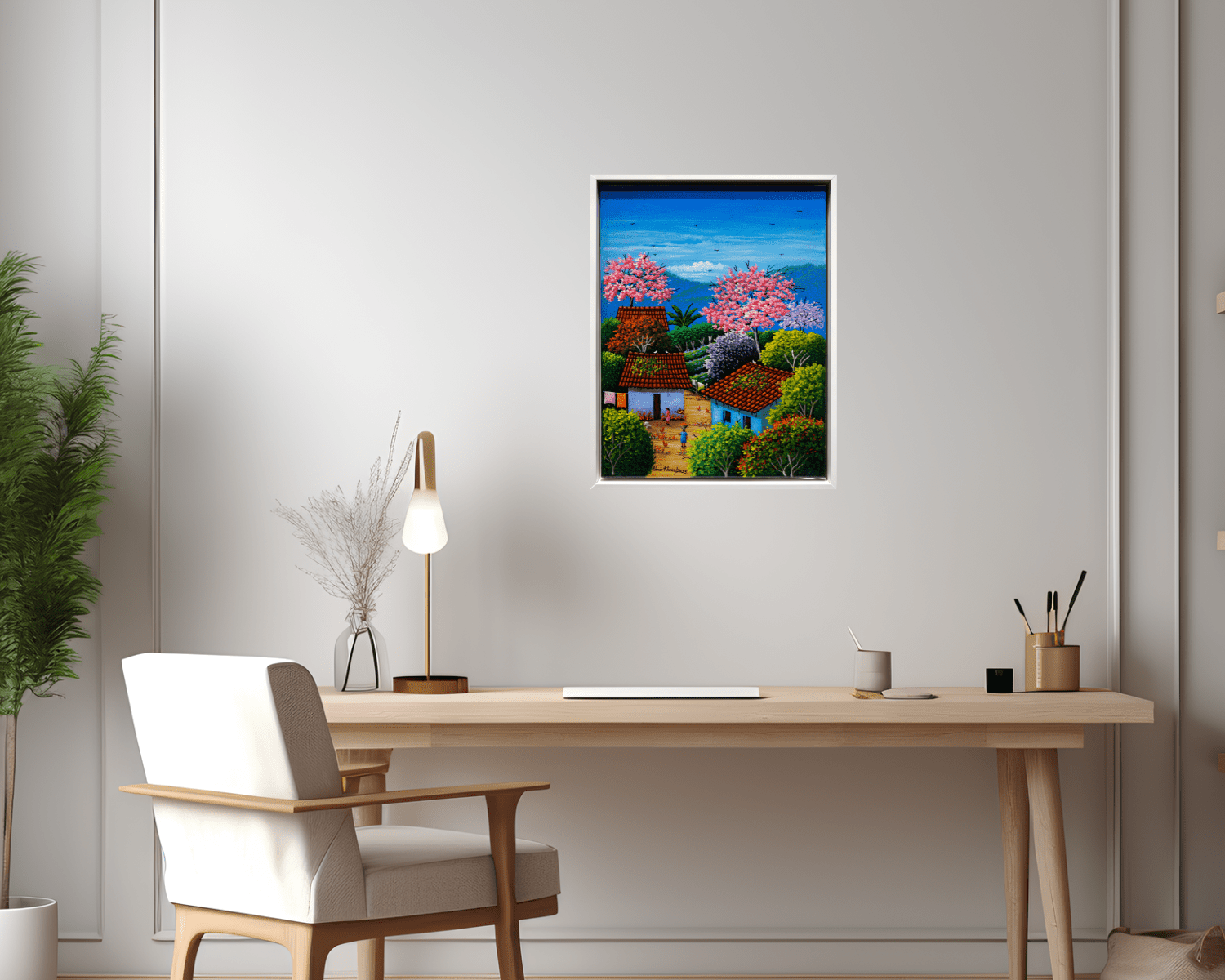 Original Painting “Small Hamlet” by Alonso Flores 15.7x11.8” - ThePopUp Art Gallery