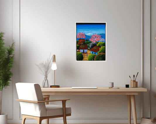 Original Painting “Small Hamlet” by Alonso Flores 15.7x11.8” - ThePopUp Art Gallery