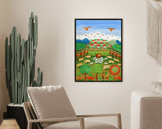 Original Painting "Romance Among The Flock" Dobrosav Milojević 19 3/4"x15 3/8" - ThePopUp Art Gallery