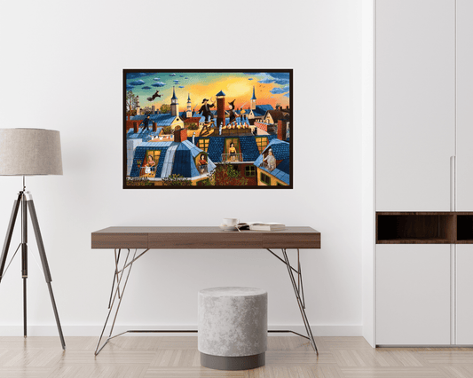 Limited Prints "Sunset on the Roof" by Mihai Dascalu 39.5" x 27.5" - ThePopUp Art Gallery