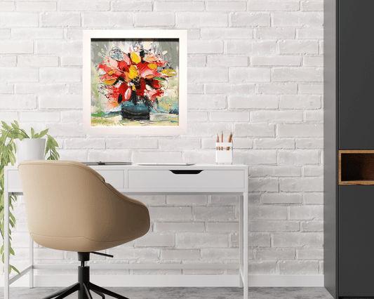 Original Painting "Floral" by Natalya Romanovsky 12" x 12" - ThePopUp Art Gallery