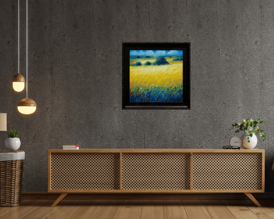 Original Painting "Summer Golds" by Natalya Romanovsky 16" x 16" - ThePopUp Art Gallery