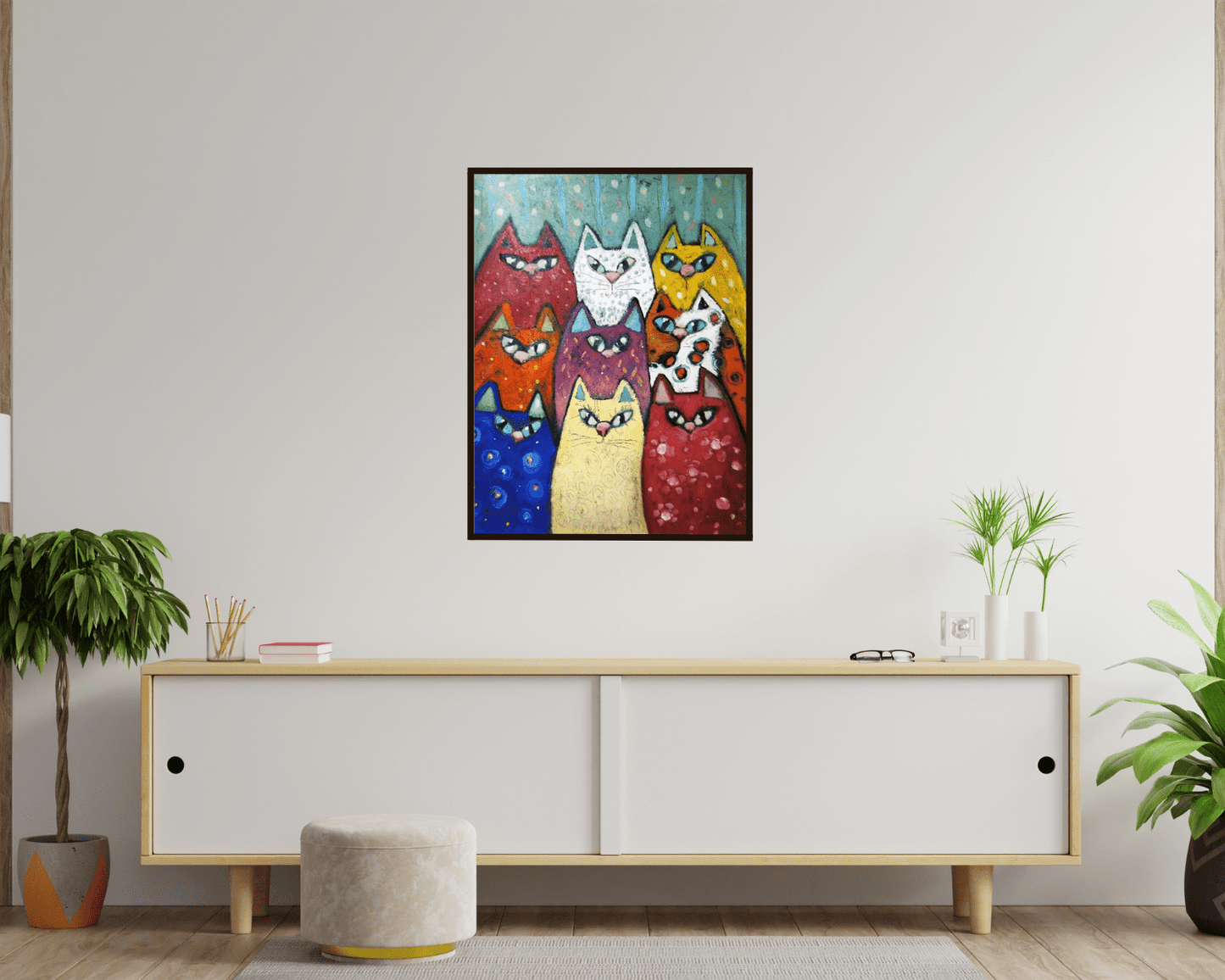 Original Painting "Nine" by Natalya Romanovsky 17" x 14" - ThePopUp Art Gallery