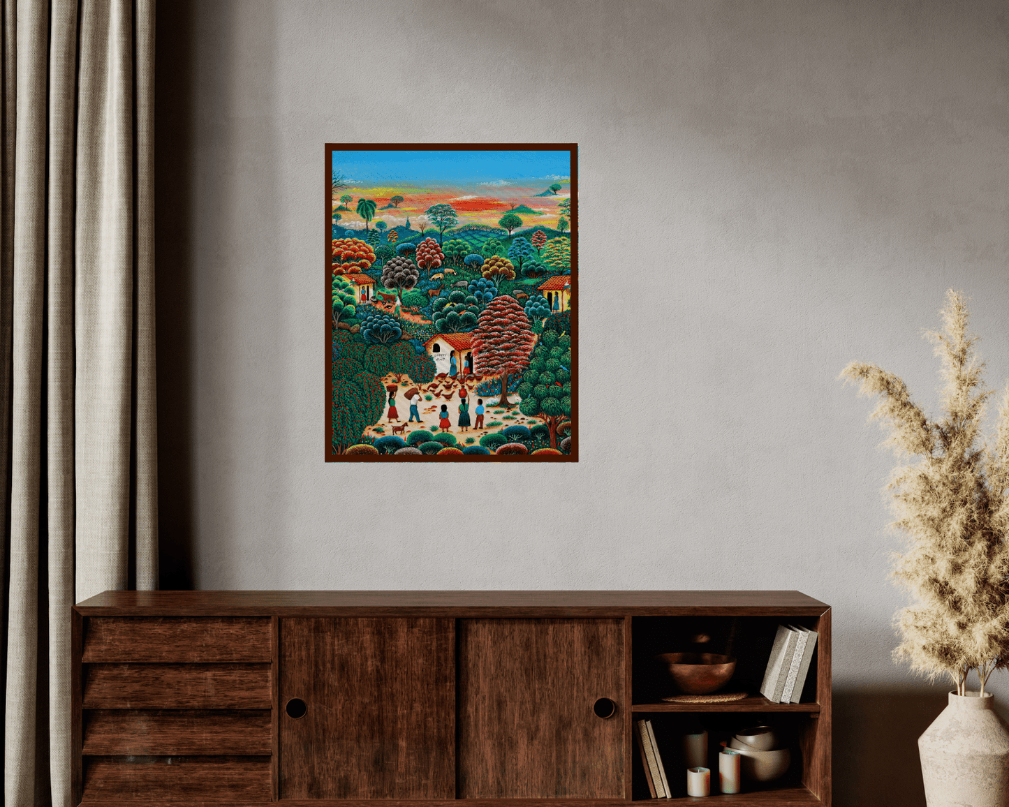 Original Painting "Gathering water" by Damary Maria Zoila Pineda 19.7" x 15.75" - ThePopUp Art Gallery