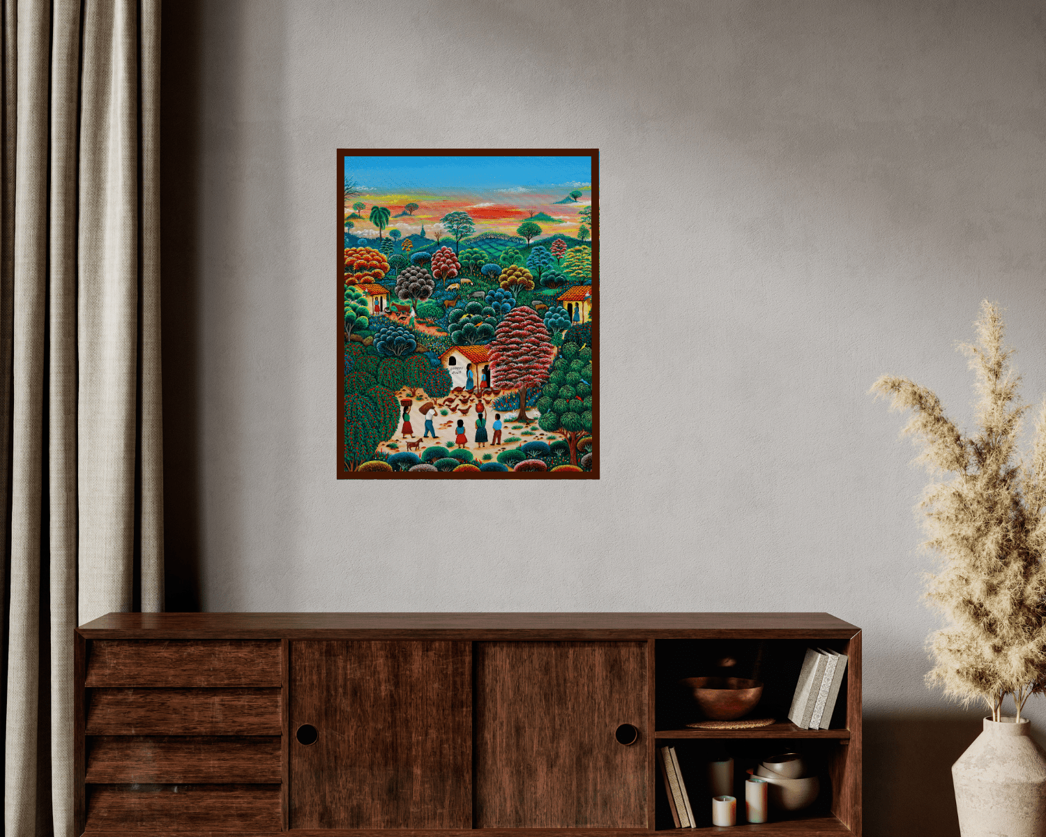 Original Painting "Gathering water" by Damary Maria Zoila Pineda 19.7" x 15.75" - ThePopUp Art Gallery