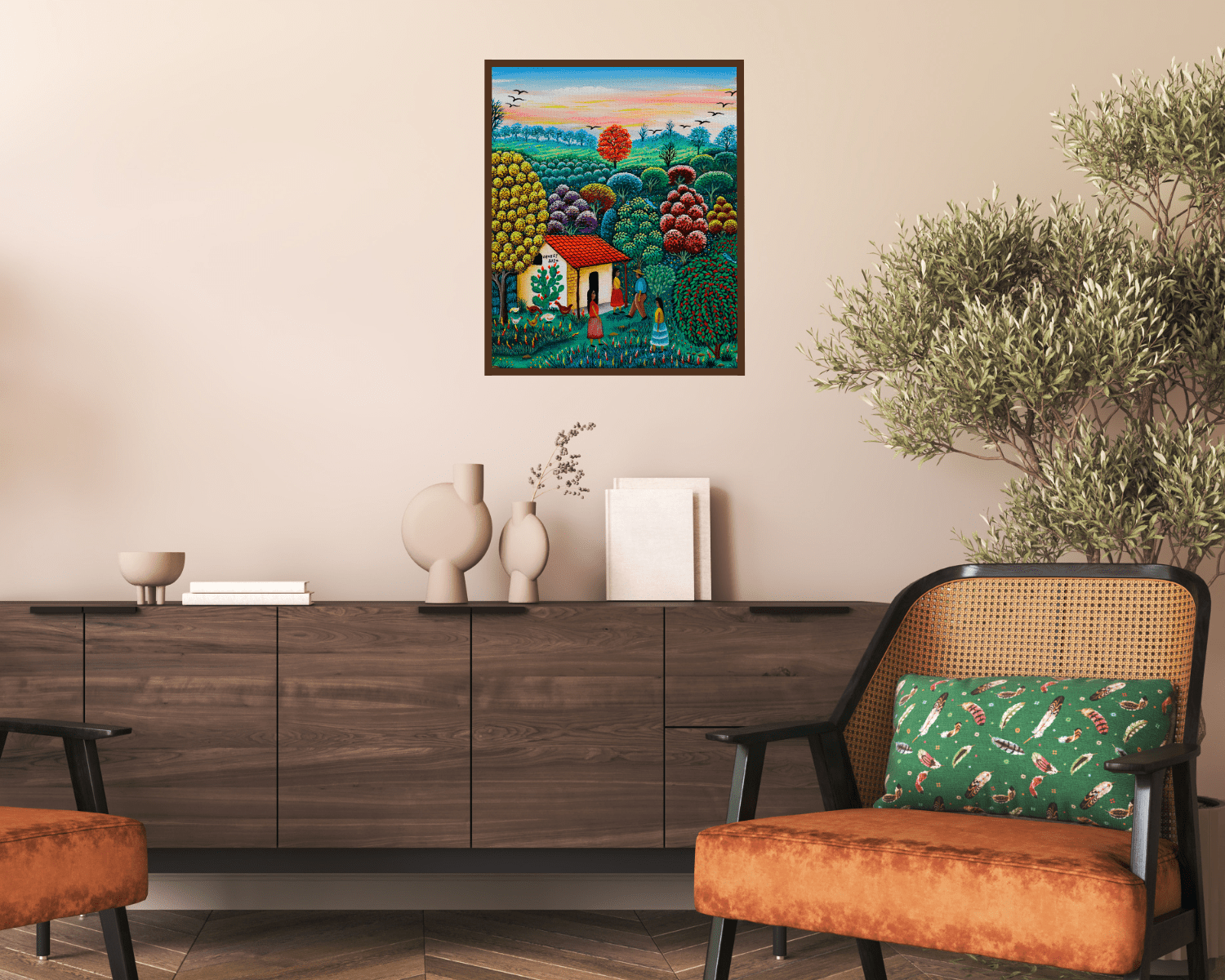 Original Painting "Flying At Sunset" by Damary Maria Zoila Pineda 7.9" x 9.8" - ThePopUp Art Gallery