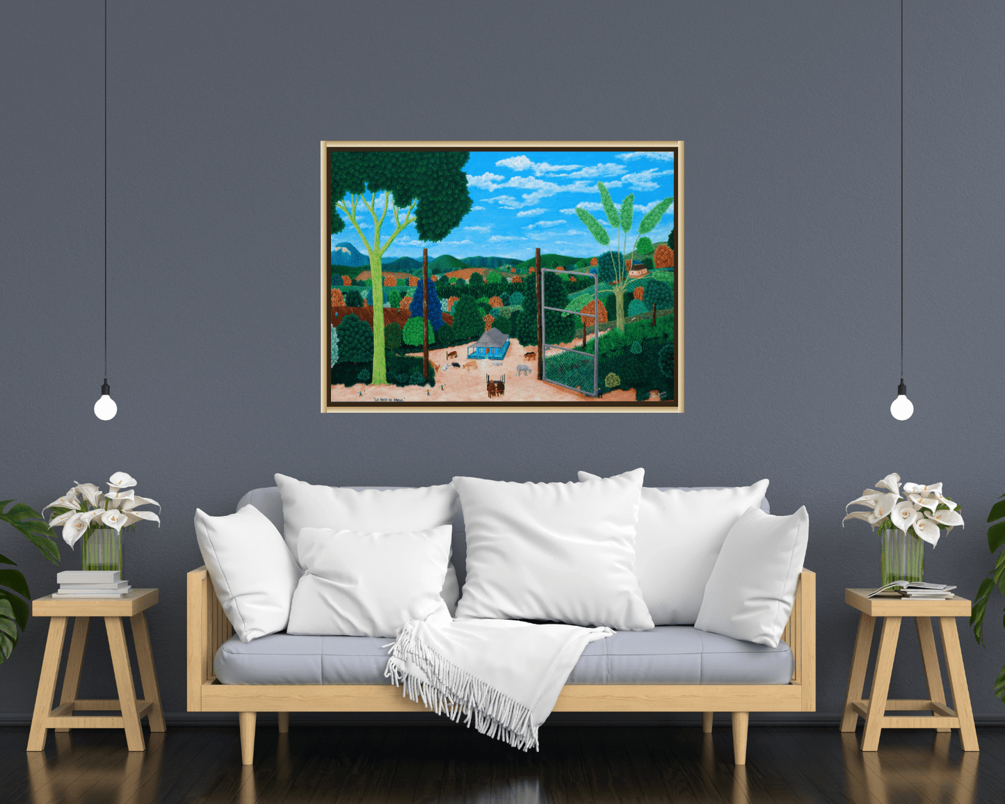 Original Painting "Miguel's Ranch" Roberto Torres Lameda 23.6" x 31.5" - ThePopUp Art Gallery