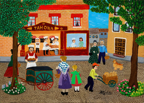 Original Painting "The baker" by Maria Julia Fraile 13" x 18.1" - ThePopUp Art Gallery