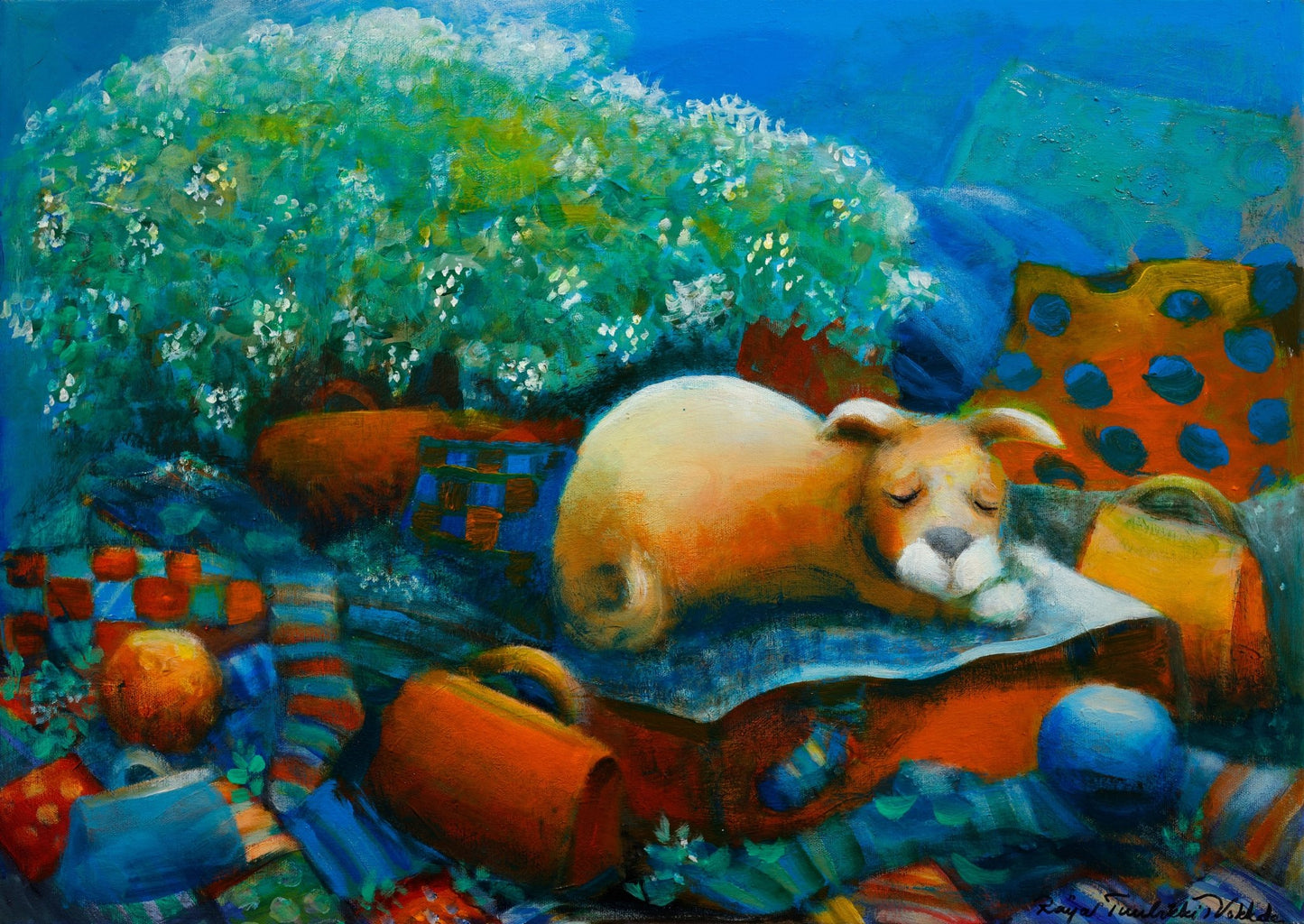 Original Painting "Sweet Dreams" by Raija Nokkala 19.7" x 27.6" - ThePopUp Art Gallery