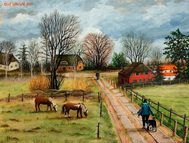 Original Painting "A Chance Encounter" by Olaf Ulbricht 11.8” x 15.7” - ThePopUp Art Gallery