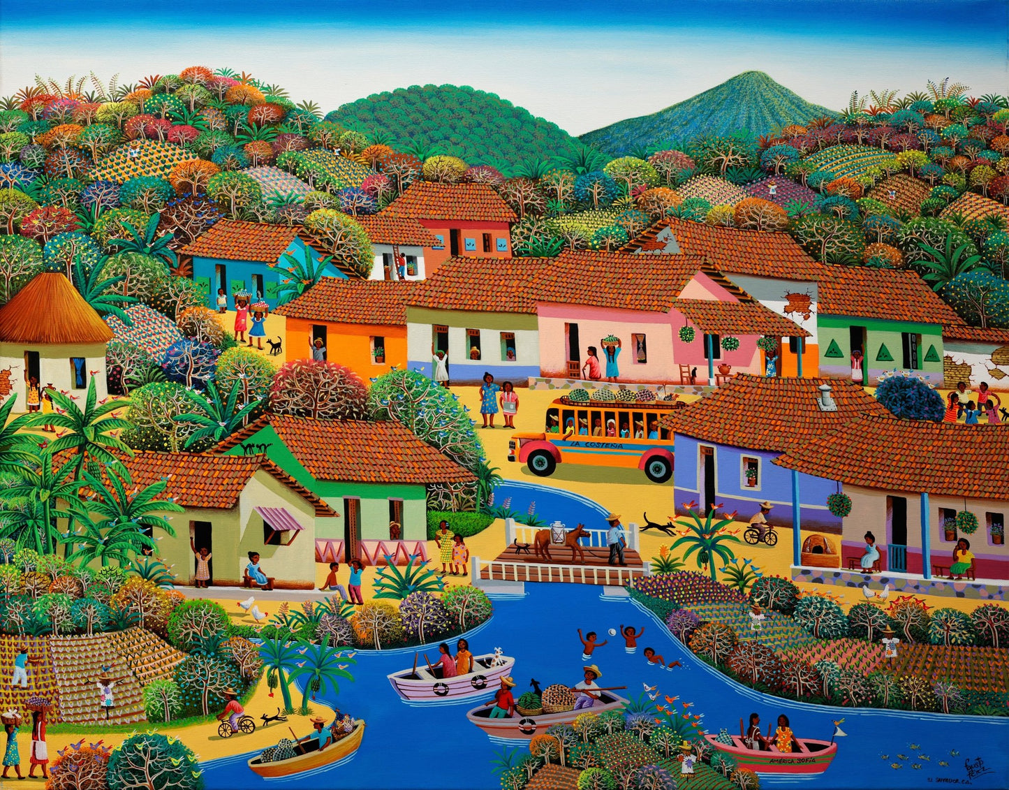 Original Painting "America Sofia" by Fausto Perez 29.5" x 37.4" - ThePopUp Art Gallery