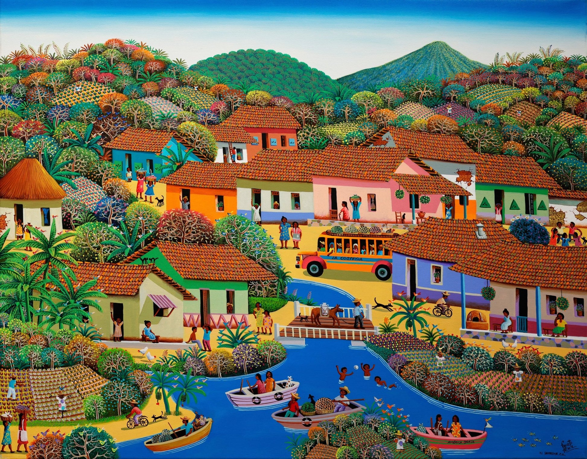 Original Painting "America Sofia" by Fausto Perez 29.5" x 37.4" - ThePopUp Art Gallery