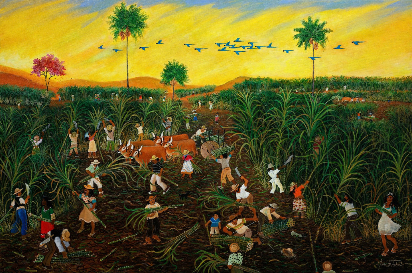 Original Painting "Arrival of The Produce" by Mara Toledo 23.5"x352/8" - ThePopUp Art Gallery