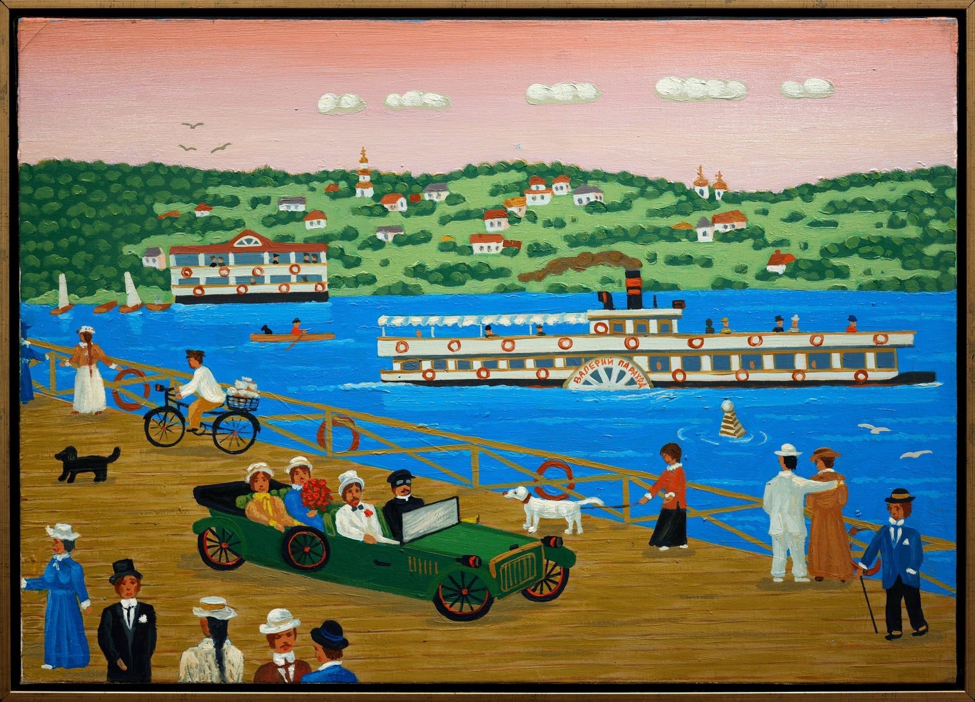 Original painting "Bridge Over the Oka River" by Valeriy Parachod 19.7" x 27.6" - ThePopUp Art Gallery