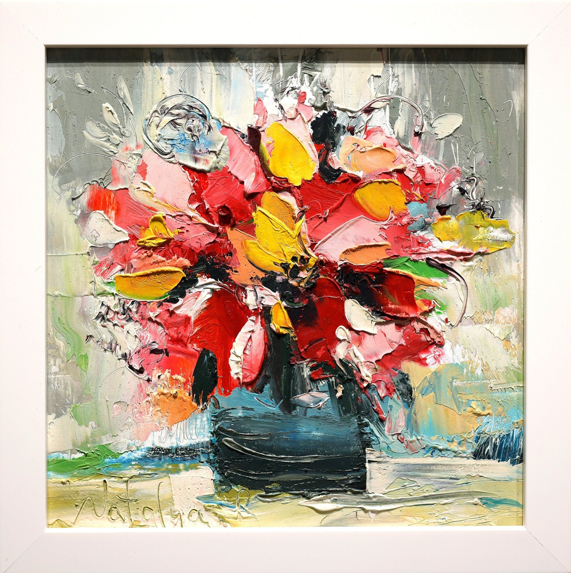 Original Painting "Floral" by Natalya Romanovsky 12" x 12" - ThePopUp Art Gallery