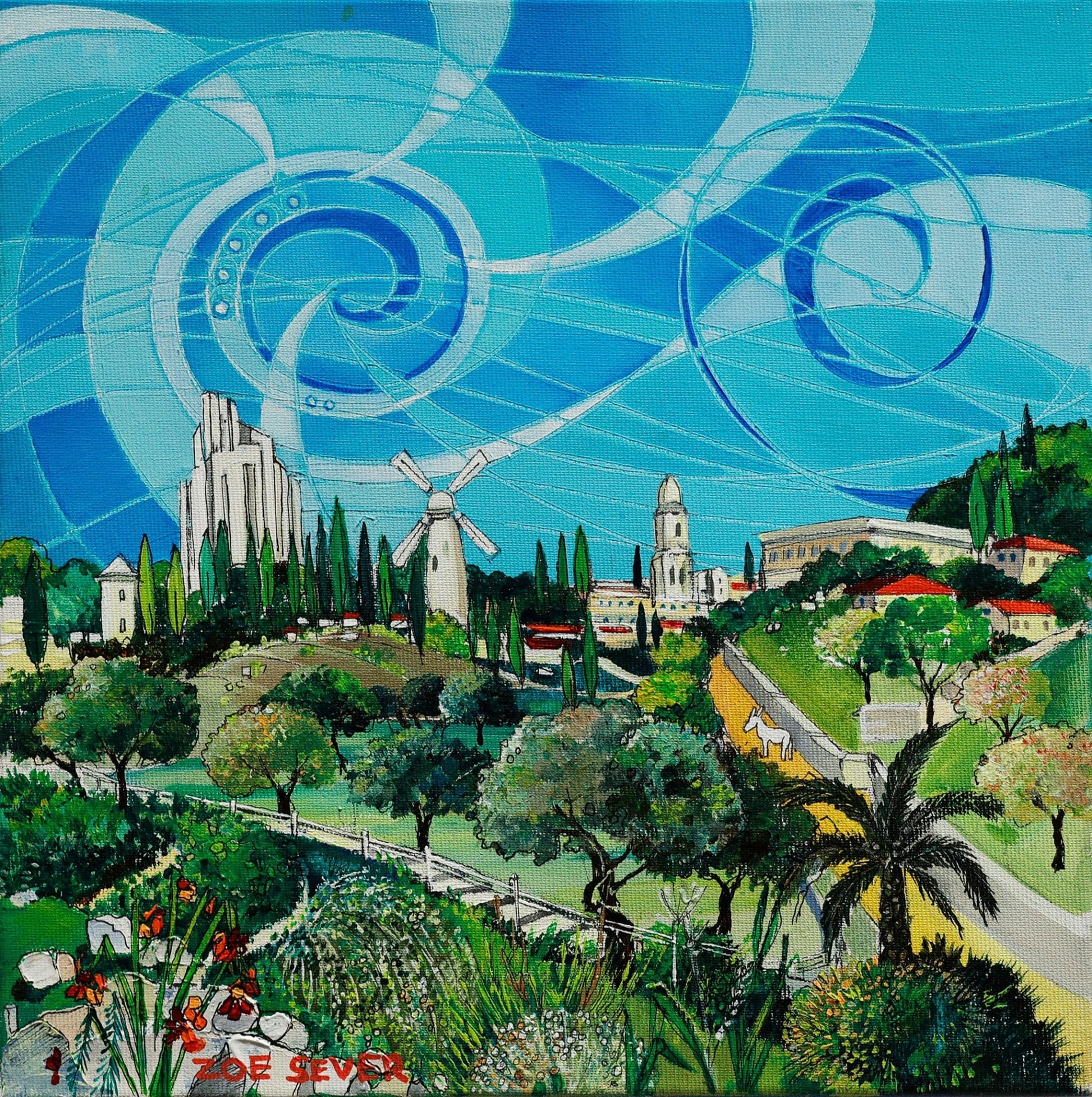 Original Painting "Jerusalem" by Zoe Sever, 11.8" x 11.8" - ThePopUp Art Gallery