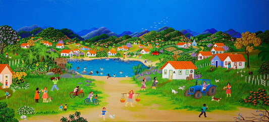 Original Painting "My Childhood" by Ana Maria Dias 29.1” x 64.6” - ThePopUp Art Gallery
