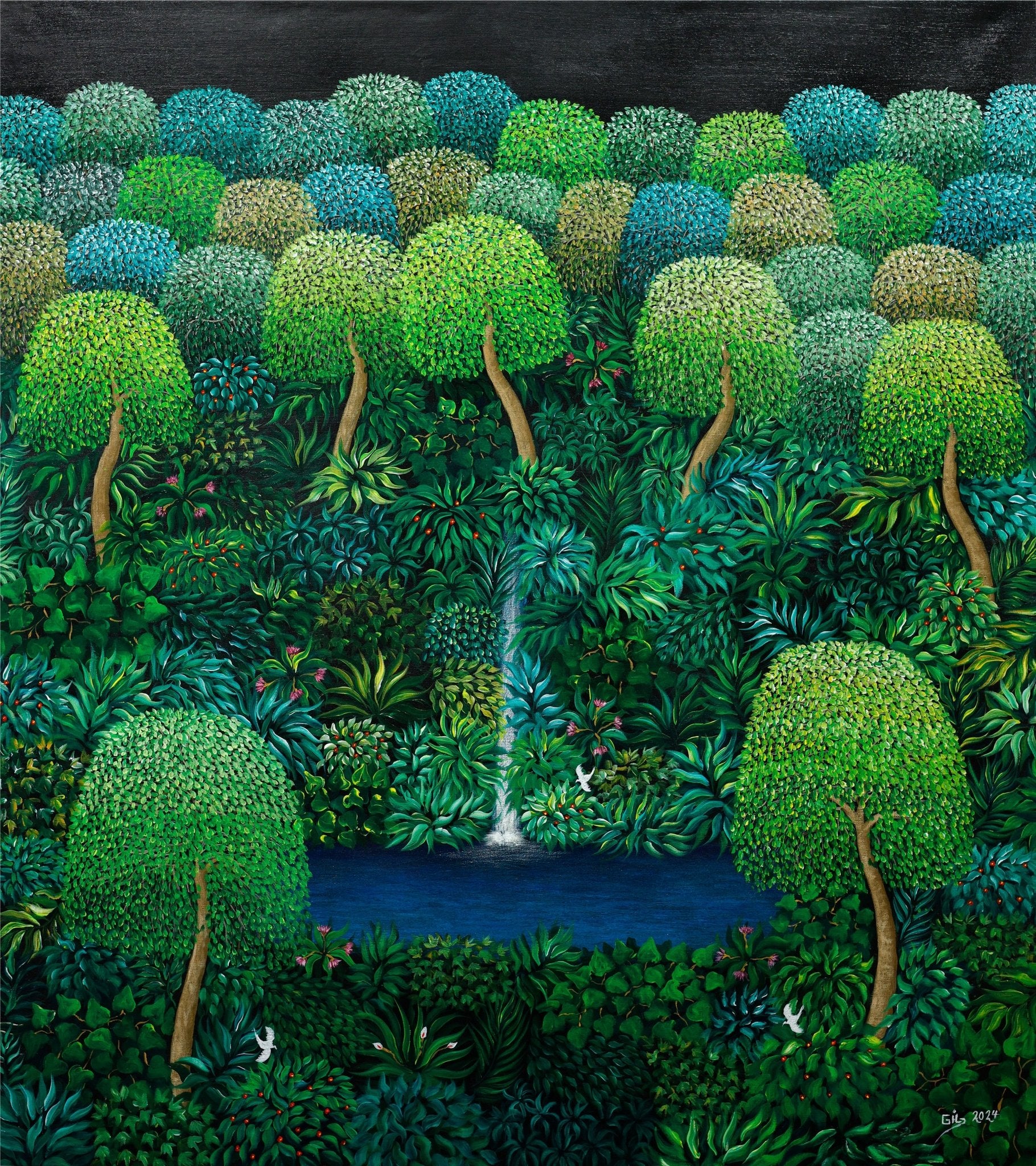 Original Painting "My World ll" by Gilberto Cardoza 44"x 39.7" - ThePopUp Art Gallery