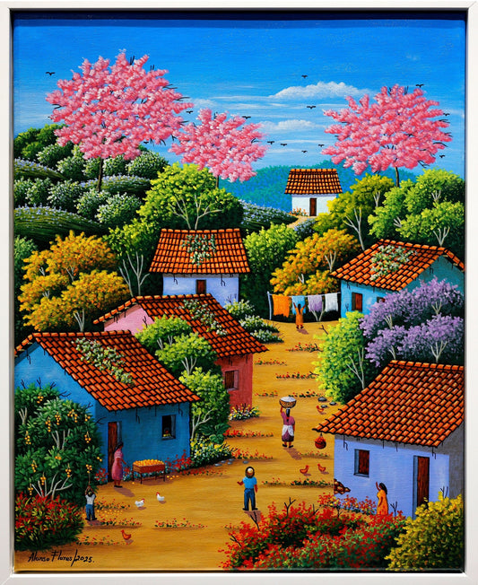 Original Painting "Oranges For Sale" by Alonso Flores 19.7"x15.7" - ThePopUp Art Gallery