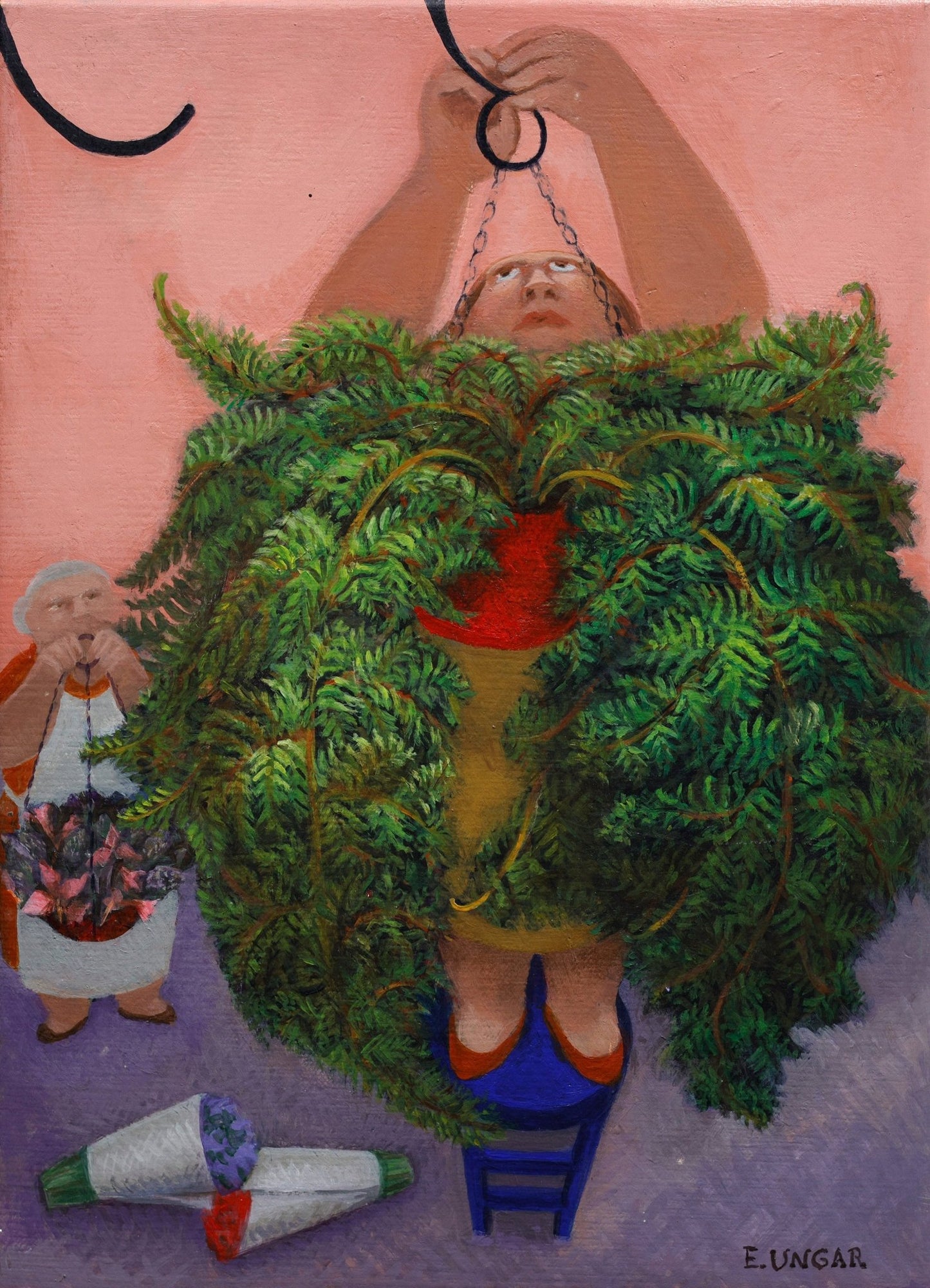 Original Painting "The Somanbaia Plant" by Eduardo Ungar 11.8" x 9.8" - ThePopUp Art Gallery