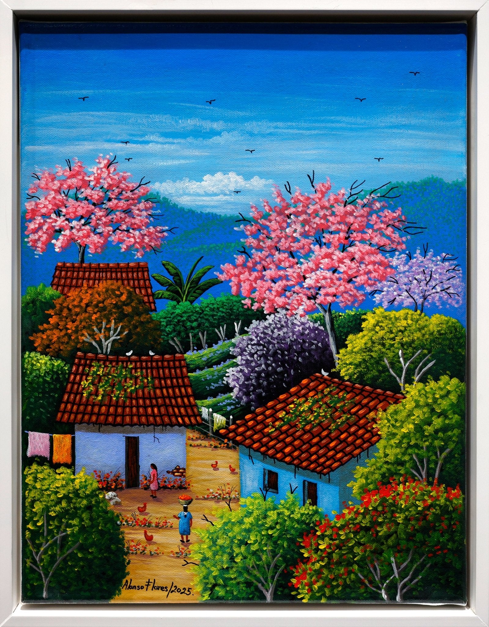 Original Painting “Small Hamlet” by Alonso Flores 15.7x11.8” - ThePopUp Art Gallery