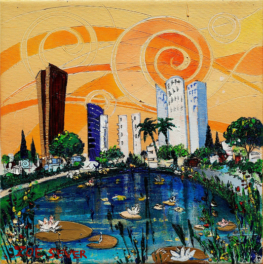 Original Painting "Flowers of Sarona" by Zoe Sever 9.8” x 9.8” - ThePopUp Art Gallery