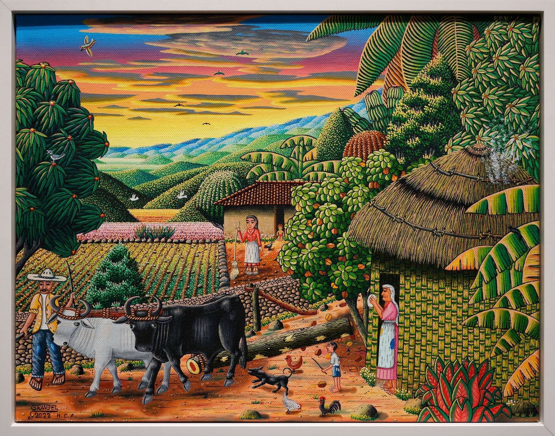 Original Painting "Traditional Logging" by Pedro Grandes 13.8"x17.7" - ThePopUp Art Gallery