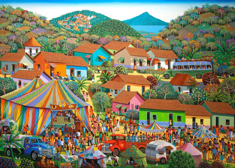 Original Painting "Village Circus" by Fausto Pérez 39 3/8 x 55 1/8 - ThePopUp Art Gallery