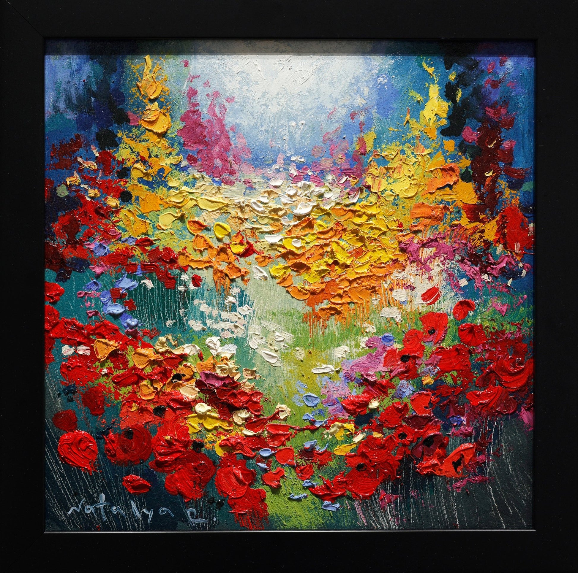 Original Painting "Wild Flower 2" by Natalya Romanovsky 12" x 12" - ThePopUp Art Gallery