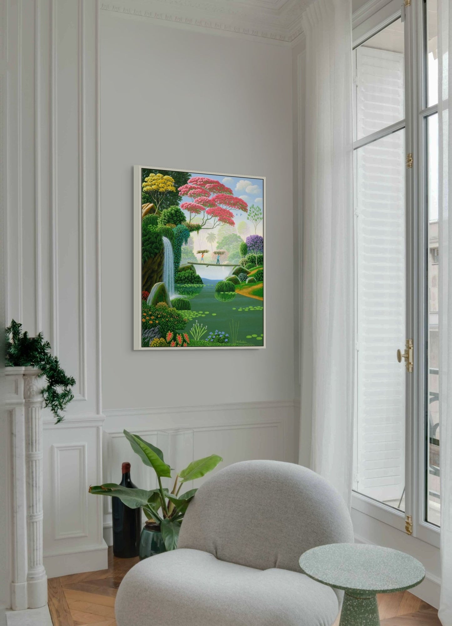 Original Painting "Couple with Firewood" by Edivaldo Barbosa de Souza 31 1/2" x 21 5/16" - ThePopUp Art Gallery