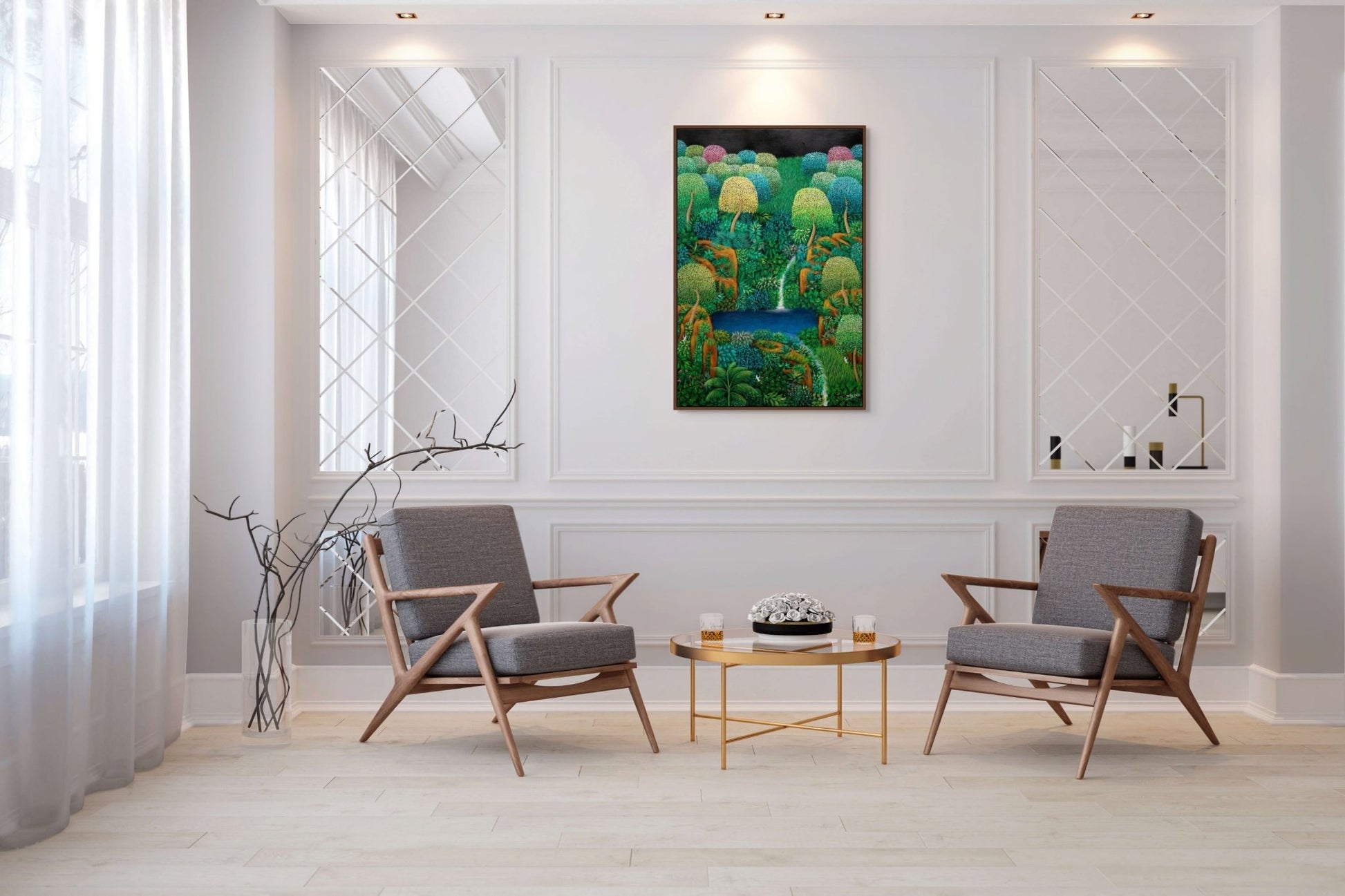 Original Painting "My Lagoon 1" by Gilberto Cardoza 47.6" x 31.9" - ThePopUp Art Gallery