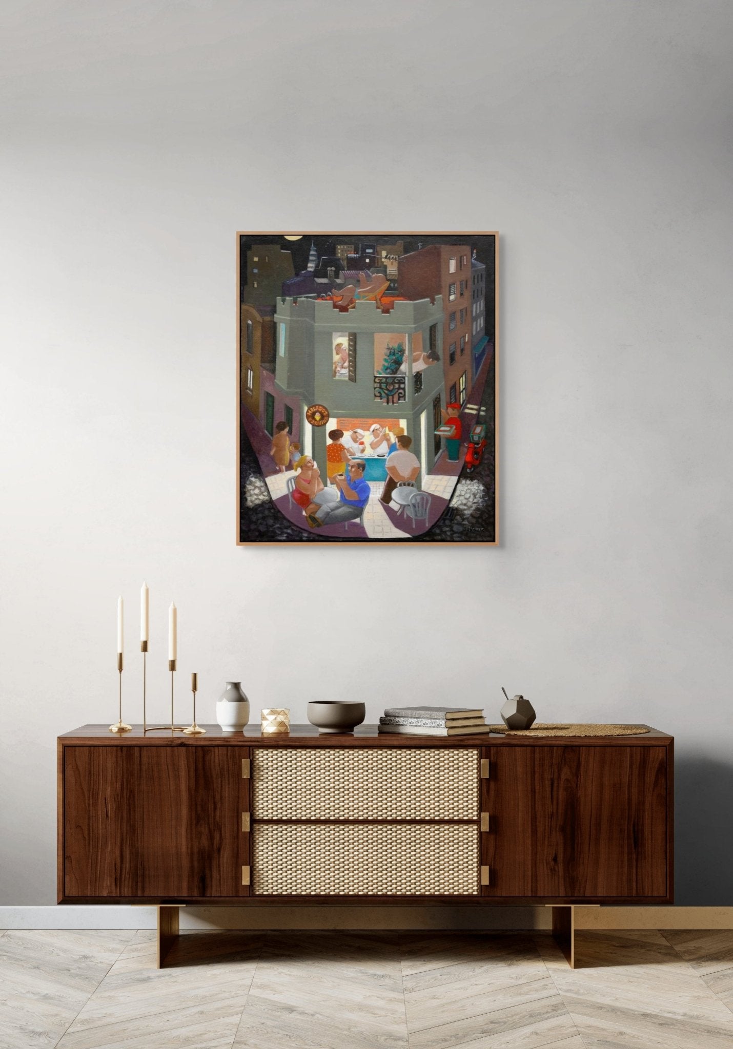 Original Painting "Pizza Delivery" by Eduardo Ungar 23.6” x 19.7” - ThePopUp Art Gallery