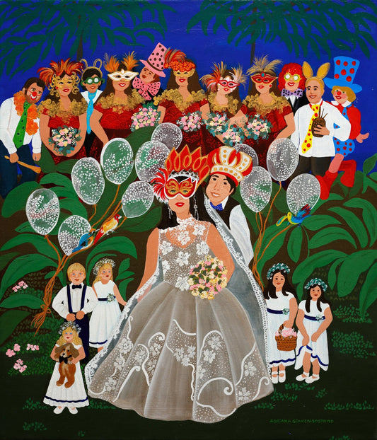 Original Painting "A Wedding" by Adriana Giancrisostomo 23.62" x 27.56" - ThePopUp Art Gallery