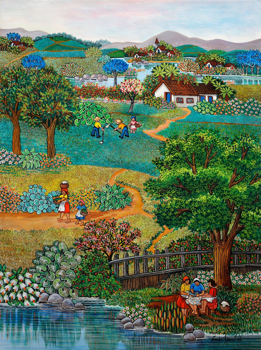 Original Painting "A Moment For Reading" by Lucia Boccini 31" x 23 5/8" - ThePopUp Art Gallery