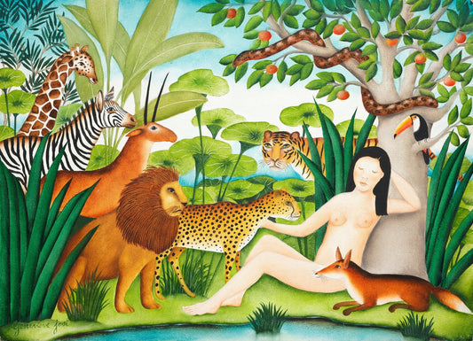 Original painting "Eve" by Genevieve Jost 12.6" x 17.7" - ThePopUp Art Gallery
