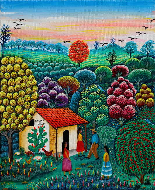 Original Painting "Flying At Sunset" by Damary Maria Zoila Pineda 7.9" x 9.8" - ThePopUp Art Gallery