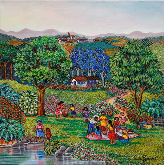 Original Painting "Happiness" by Lucia Boccini 19.7" x 19.7" - ThePopUp Art Gallery