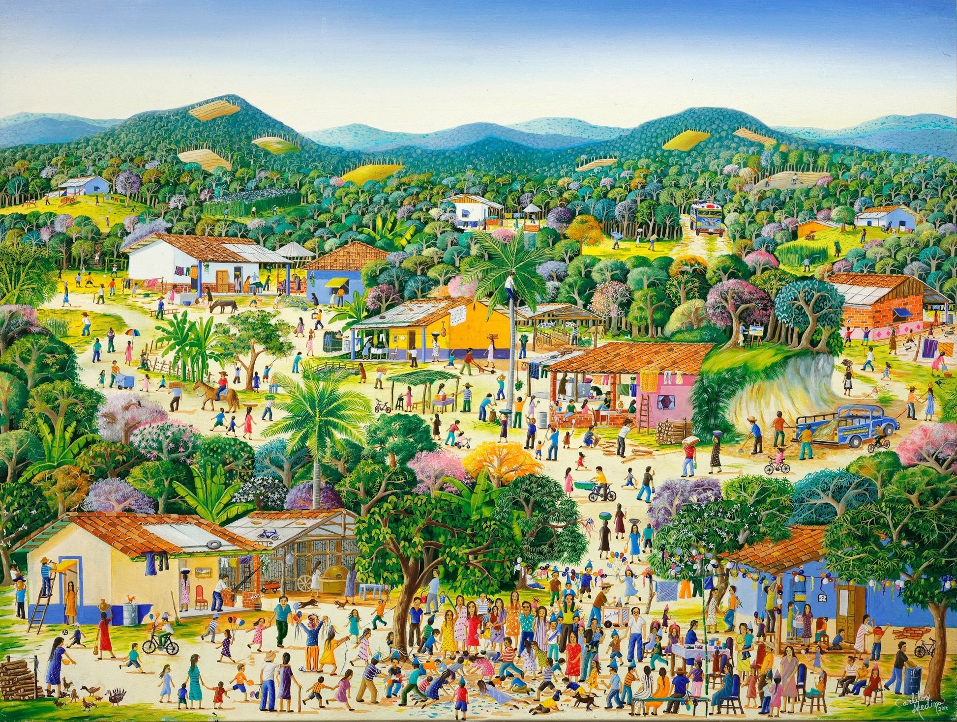 Original Painting "Happy Birthday" by Carlos Medina 23.2" x 30.3" - ThePopUp Art Gallery