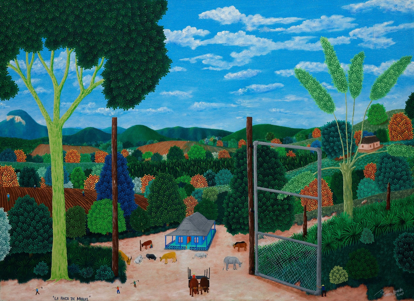 Original Painting "Miguel's Ranch" Roberto Torres Lameda 23.6" x 31.5" - ThePopUp Art Gallery