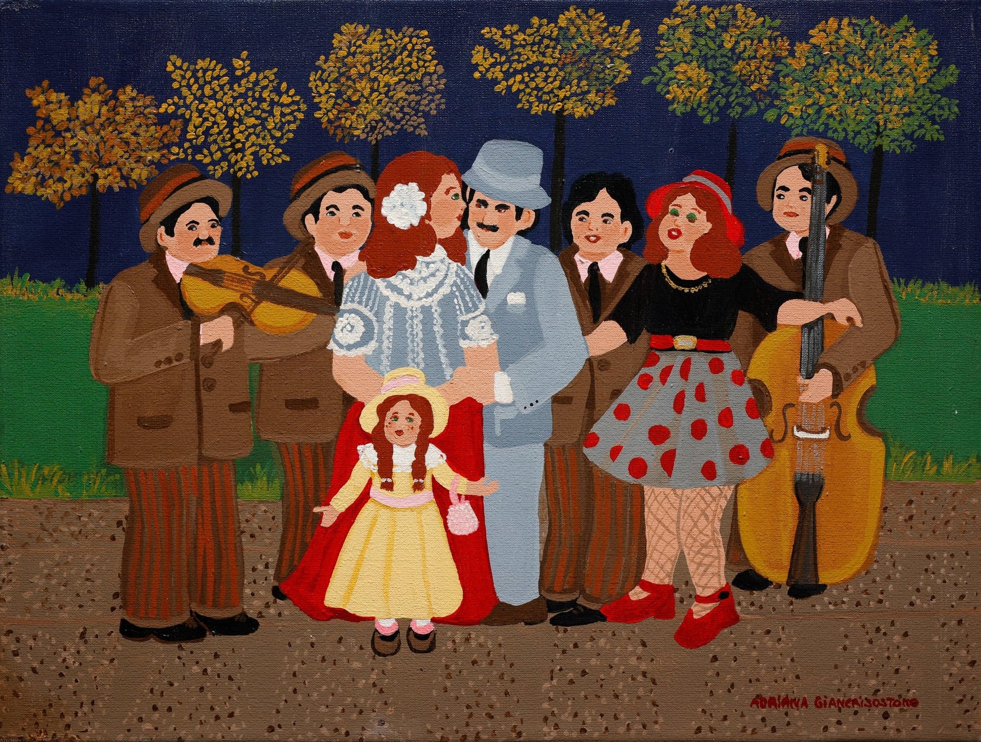 Original Painting "Musicians'Portrait" by Adriana Giancrisostomo 11.8" x 15.7" - ThePopUp Art Gallery