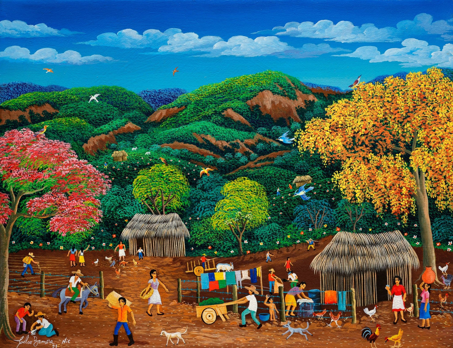 Original Painting "Pochocuape Region" by Celso Zamora 13" x 16.9" - ThePopUp Art Gallery