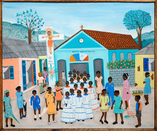 Original Painting "Sunday Mass" by James Joseph 24" x 32" - ThePopUp Art Gallery