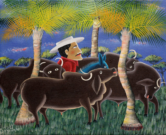 Original Painting "The Blue Horse" by Ivonaldo Veloso De Melo 15.8" x 19.7" - ThePopUp Art Gallery