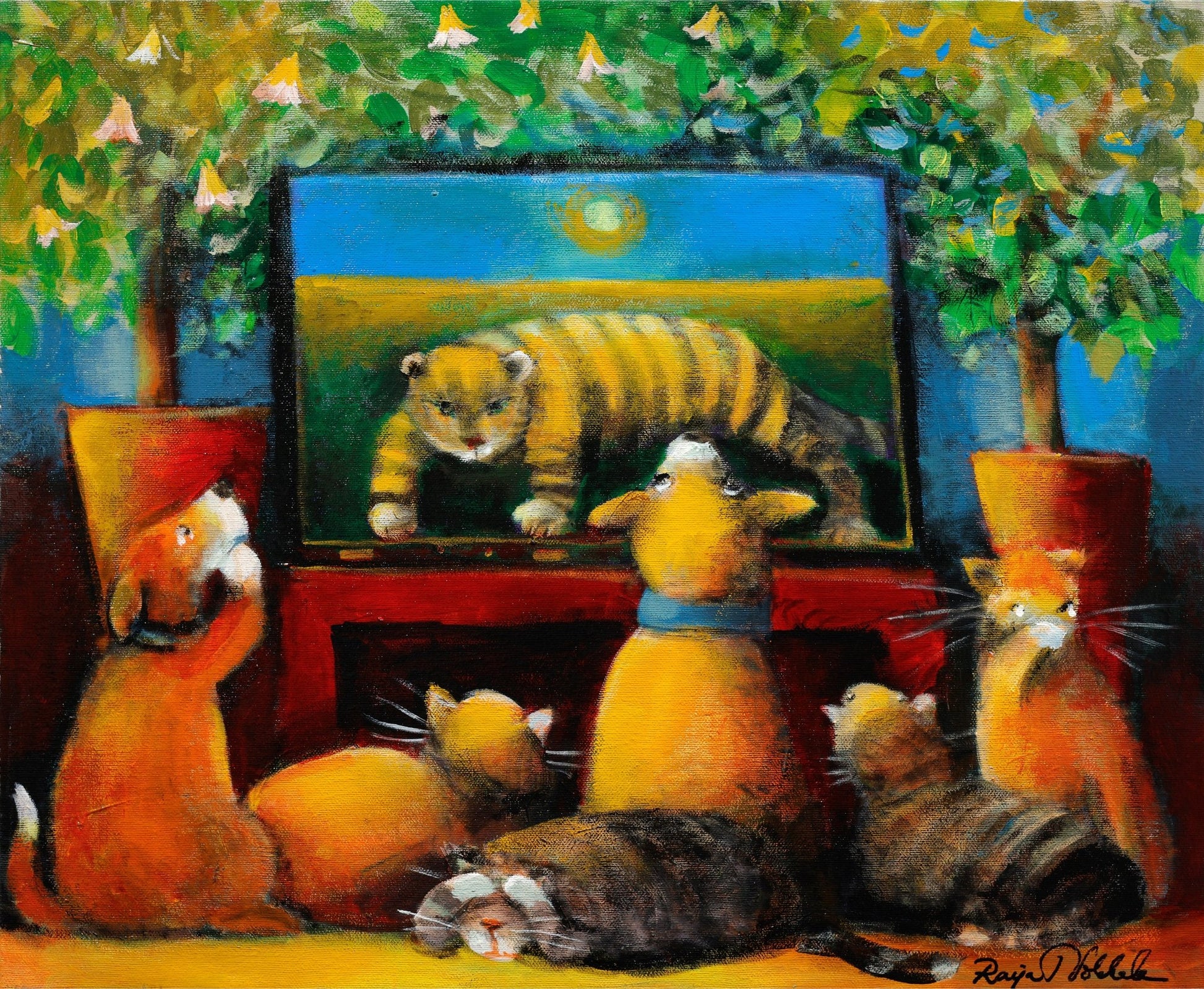 Original Painting "Thriller" by Raija Nokkala 17.3" x 21.3" - ThePopUp Art Gallery