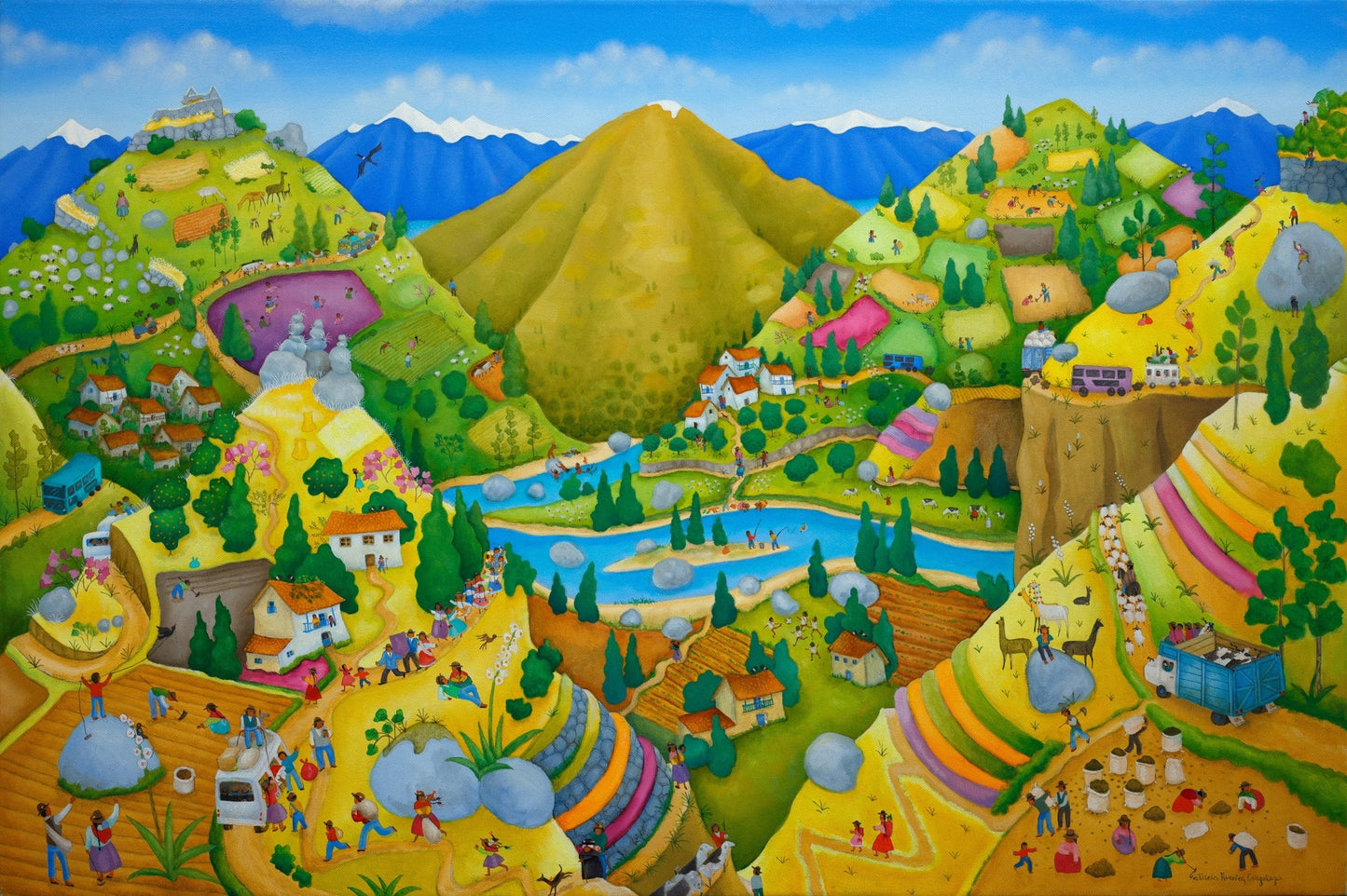 Original Painting "Voyage to Mt.Huaytapallana" by Patricia Henry Cruzalegui 23.6"x35.4" - ThePopUp Art Gallery