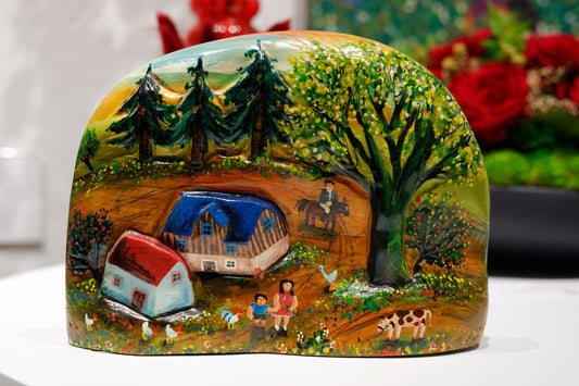 Original sculpture "Wood Sculpture lll" by Olaf Ulbricht 5.51" x 7.48" x 1.38" - ThePopUp Art Gallery