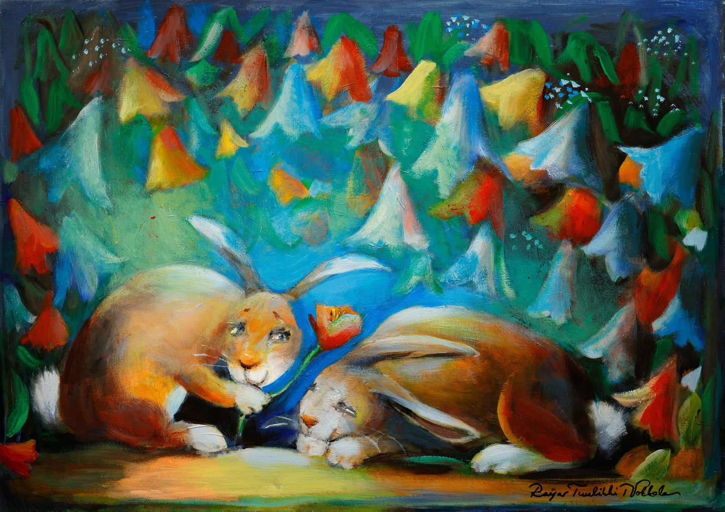 Original Painting "Would You be Mine?" by Raija Nokkala 19.7" x 27.6" - ThePopUp Art Gallery