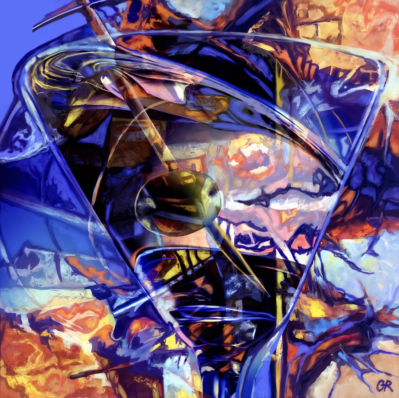 Limited Prints "The Blue Martini" by Olivia De Rossi 39" x 39" - ThePopUp Art Gallery