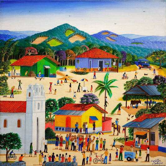 Original Painting "Greeting The Bride and Groom" by Carlos Medina 23.6"x23.6" - ThePopUp Art Gallery